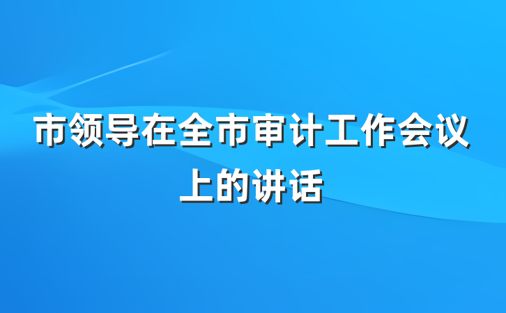 市领导在全市审计工作会议上的讲话
