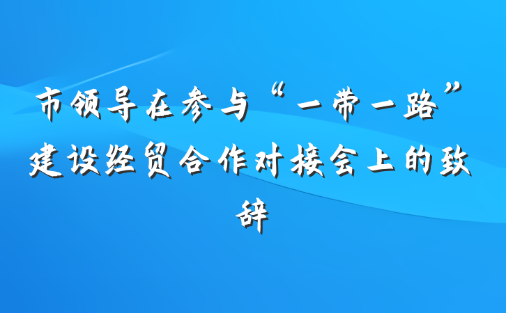 市领导在参与“一带一路”建设经贸合作对接会上的致辞