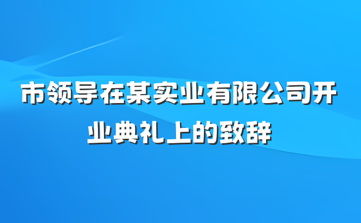 市领导在某实业有限公司开业典礼上的致辞