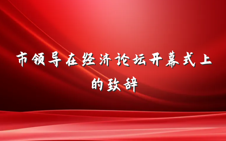 市领导在经济论坛开幕式上的致辞