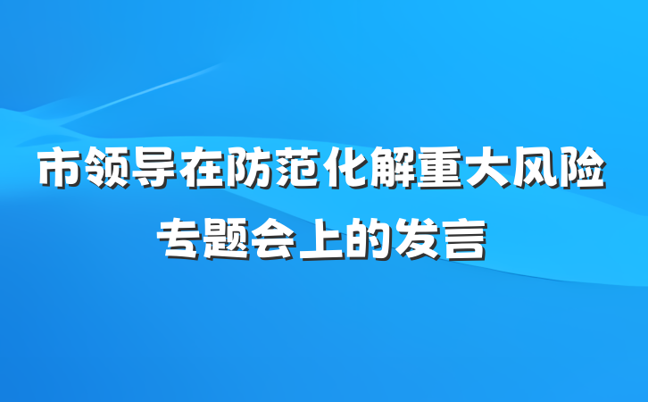 市领导在防范化解重大风险专题会上的发言