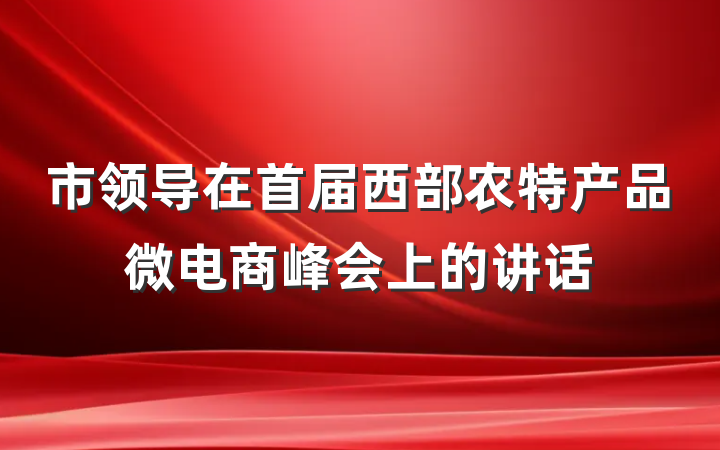 市领导在首届西部农特产品微电商峰会上的讲话