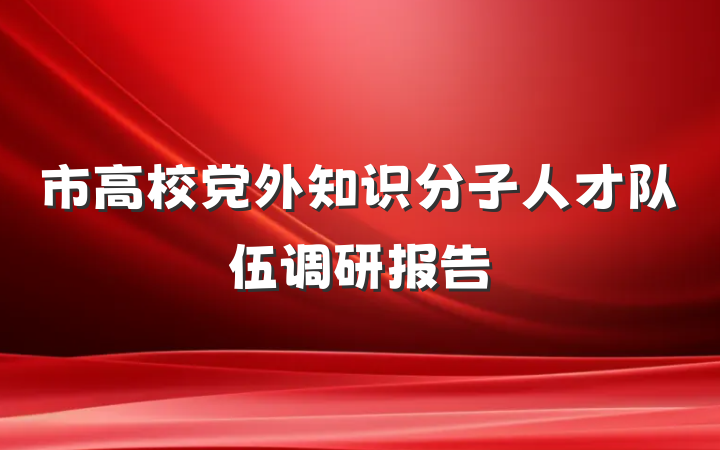 市高校党外知识分子人才队伍调研报告
