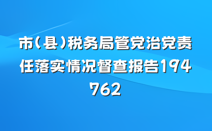 市（县）税务局管党治党责任落实情况督查报告194762