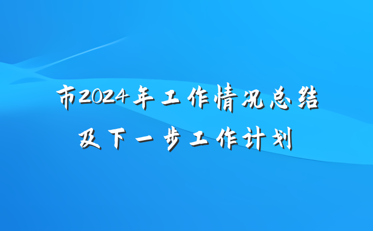 市2024年工作情况总结及下一步工作计划