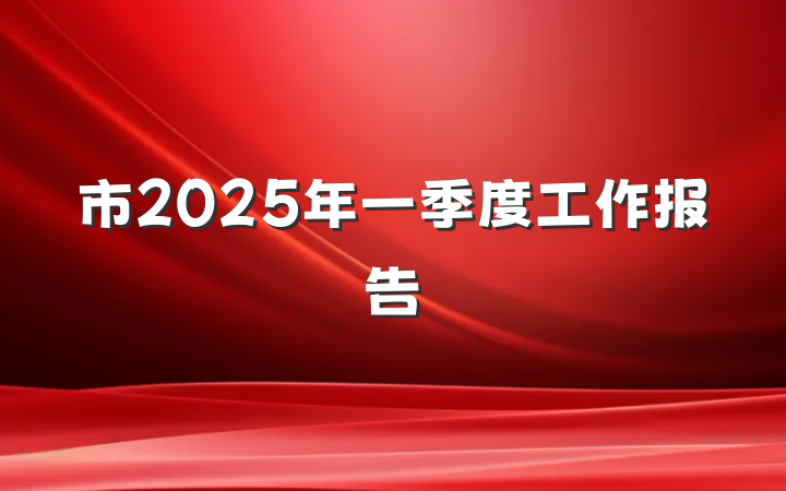 市2025年一季度工作报告