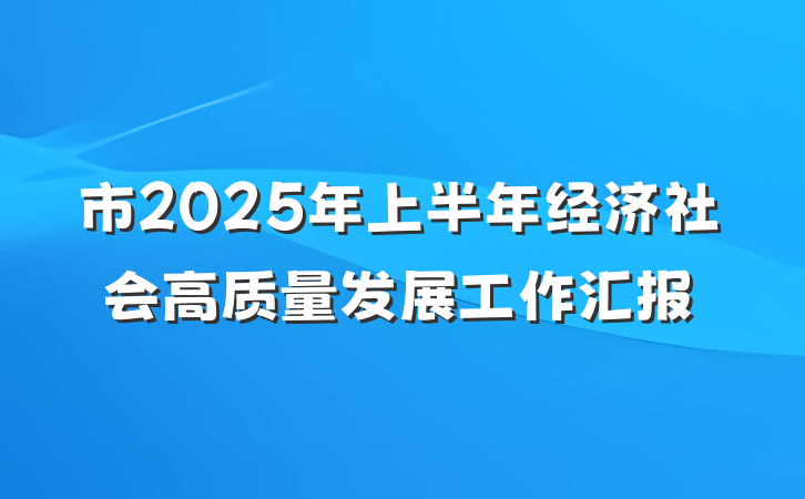 市2025年上半年经济社会高质量发展工作汇报
