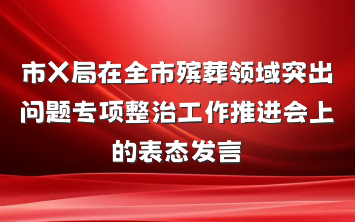 市X局在全市殡葬领域突出问题专项整治工作推进会上的表态发言