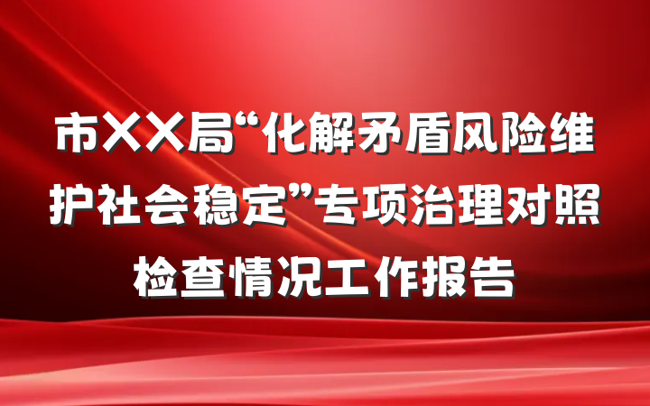市XX局“化解矛盾风险维护社会稳定”专项治理对照检查情况工作报告