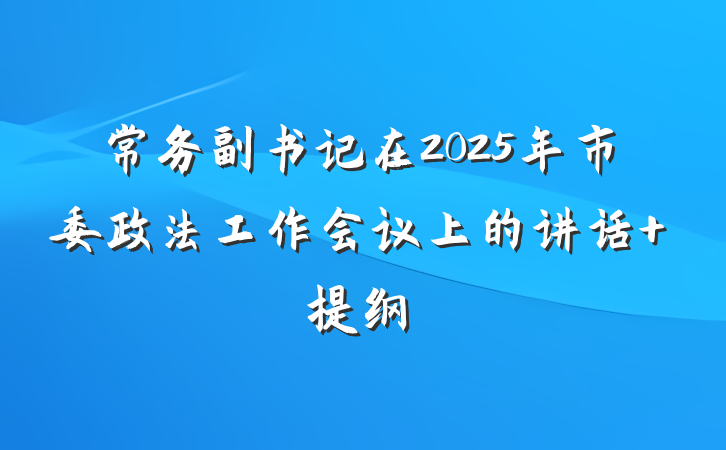 常务副书记在2025年市委政法工作会议上的讲话 提纲