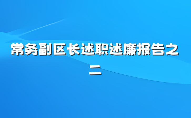 常务副区长述职述廉报告之二