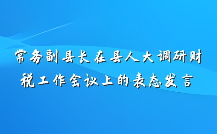 常务副县长在县人大调研财税工作会议上的表态发言