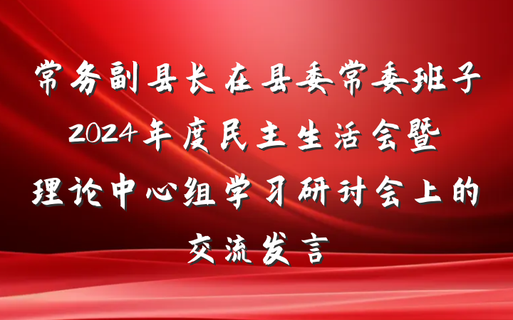 常务副县长在县委常委班子2024年度民主生活会暨理论中心组学习研讨会上的交流发言