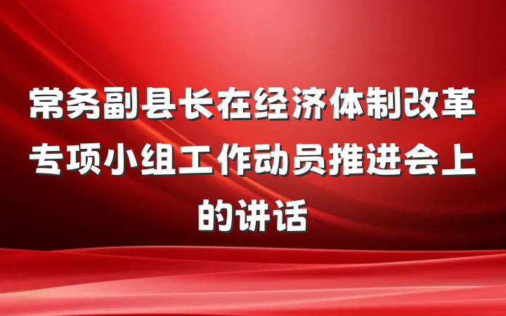 常务副县长在经济体制改革专项小组工作动员推进会上的讲话