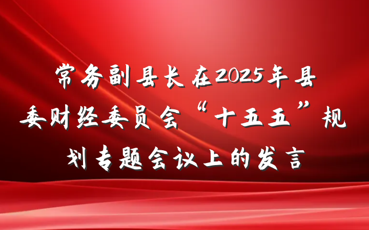 常务副县长在2025年县委财经委员会“十五五”规划专题会议上的发言