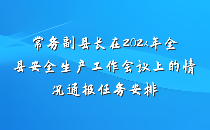 常务副县长在202x年全县安全生产工作会议上的情况通报任务安排