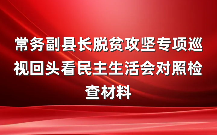 常务副县长脱贫攻坚专项巡视回头看民主生活会对照检查材料