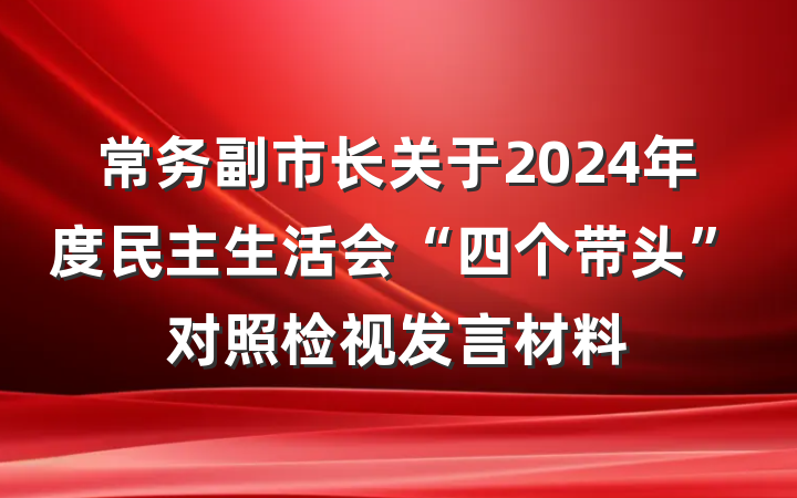 常务副市长关于2024年度民主生活会“四个带头”对照检视发言材料