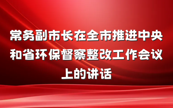 常务副市长在全市推进中央和省环保督察整改工作会议上的讲话