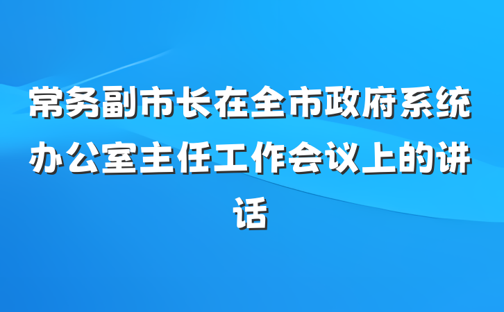 常务副市长在全市政府系统办公室主任工作会议上的讲话