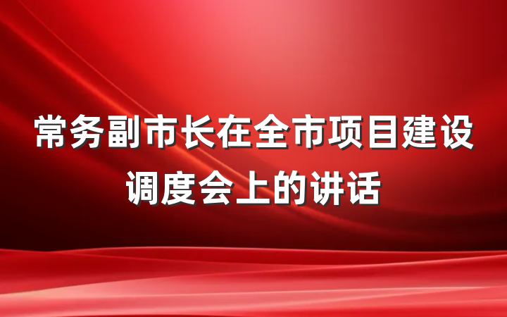 常务副市长在全市项目建设调度会上的讲话