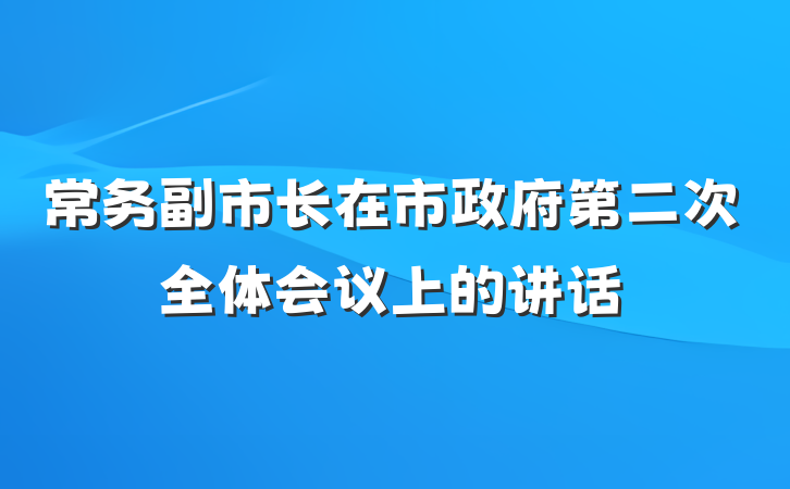 常务副市长在市政府第二次全体会议上的讲话