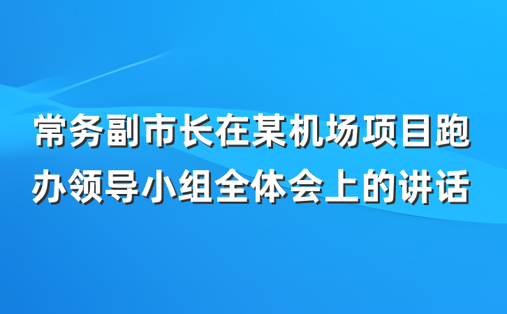 常务副市长在某机场项目跑办领导小组全体会上的讲话