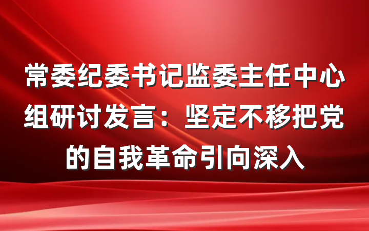 常委纪委书记监委主任中心组研讨发言：坚定不移把党的自我革命引向深入