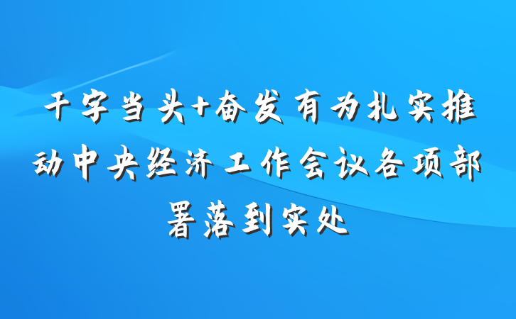干字当头 奋发有为扎实推动中央经济工作会议各项部署落到实处