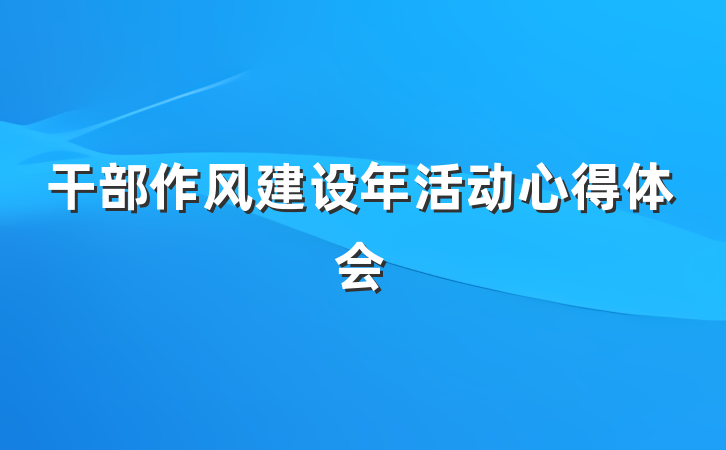 干部作风建设年活动心得体会