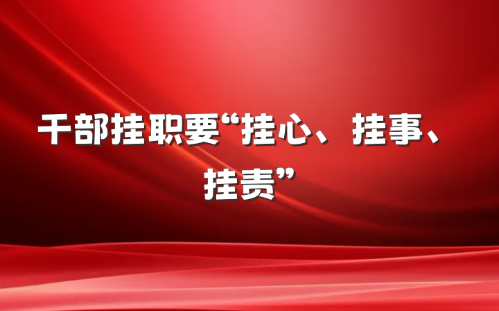 干部挂职要“挂心、挂事、挂责”