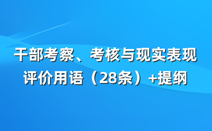 干部考察、考核与现实表现评价用语（28条） 提纲