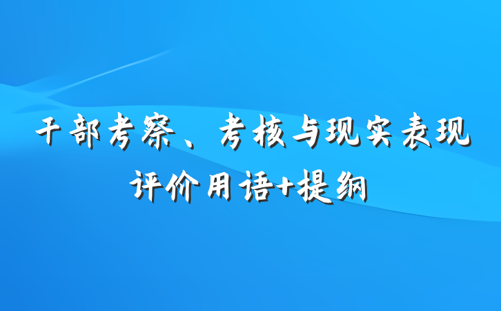 干部考察、考核与现实表现评价用语 提纲