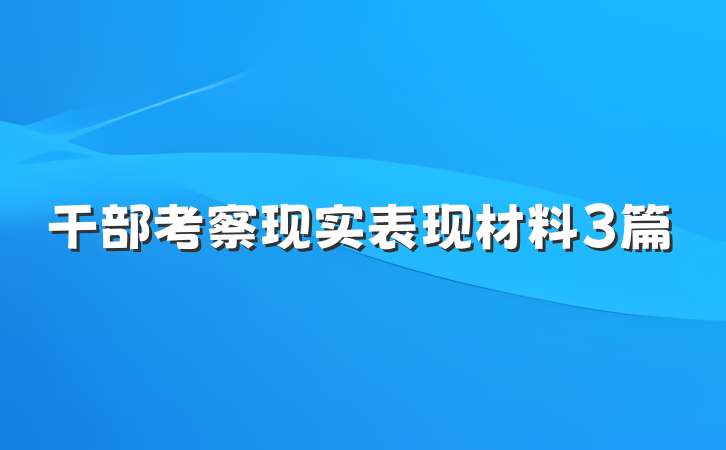 干部考察现实表现材料3篇