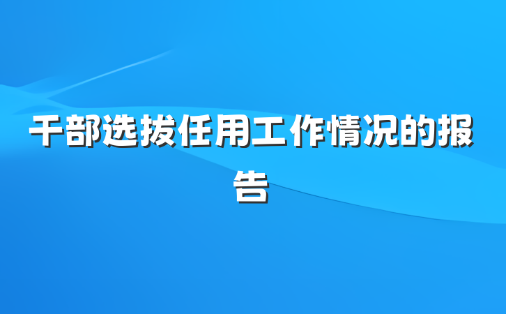 干部选拔任用工作情况的报告