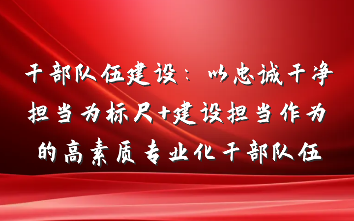 干部队伍建设：以忠诚干净担当为标尺 建设担当作为的高素质专业化干部队伍