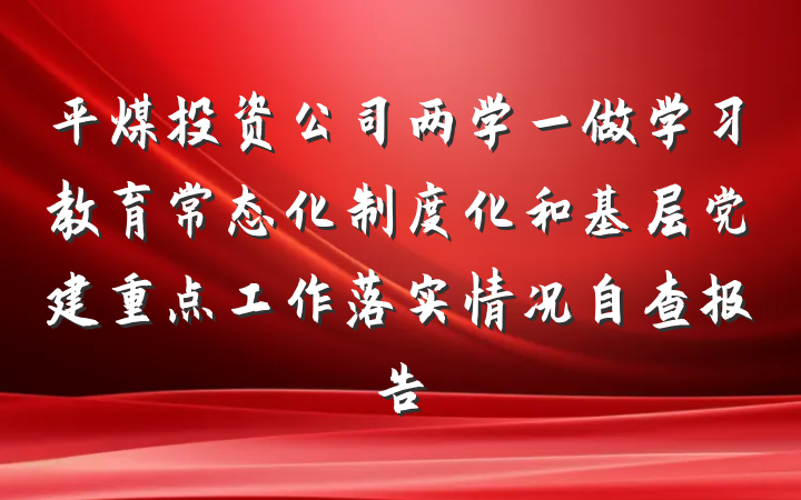平煤投资公司两学一做学习教育常态化制度化和基层党建重点工作落实情况自查报告