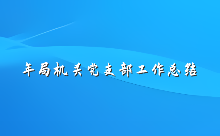 年局机关党支部工作总结
