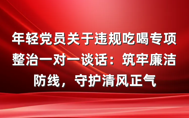 年轻党员关于违规吃喝专项整治一对一谈话：筑牢廉洁防线，守护清风正气