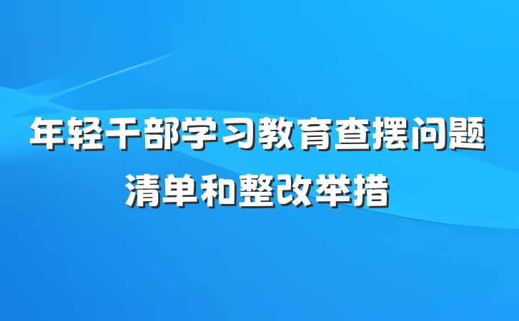 年轻干部学习教育查摆问题清单和整改举措