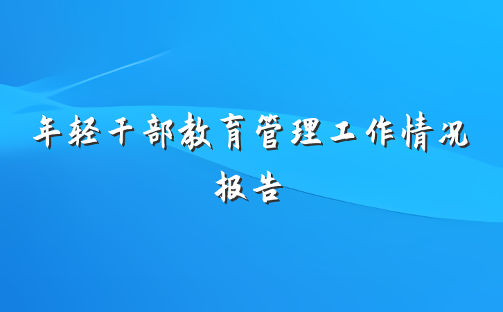 年轻干部教育管理工作情况报告