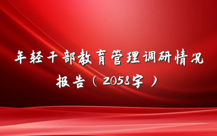 年轻干部教育管理调研情况报告（2058字）
