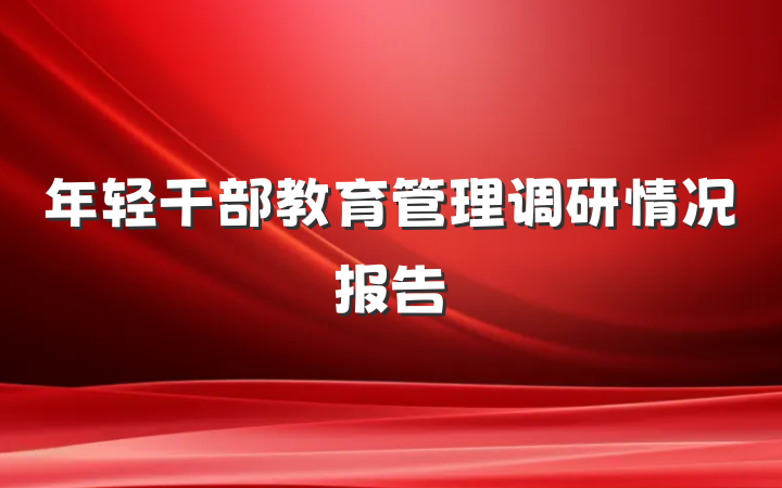 年轻干部教育管理调研情况报告
