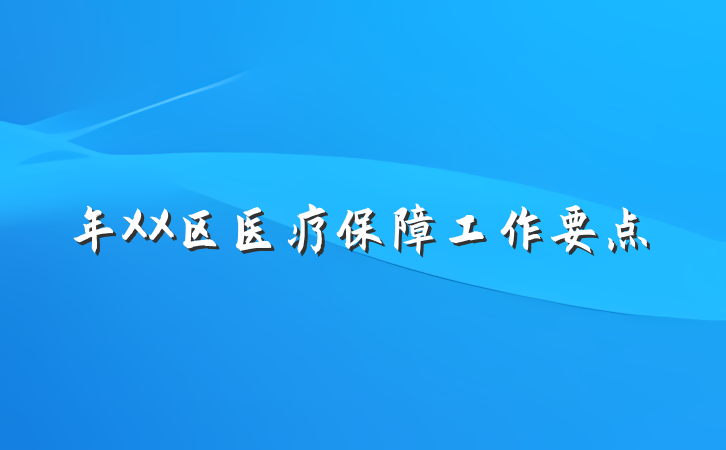 年XX区医疗保障工作要点