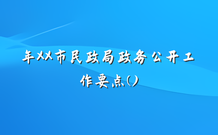 年XX市民政局政务公开工作要点()