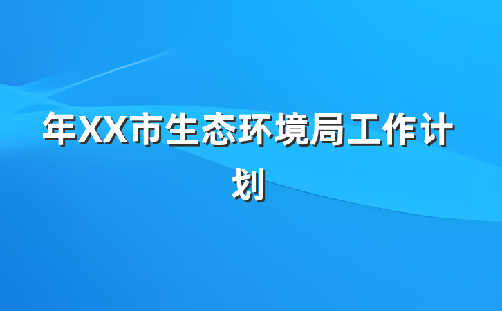 年XX市生态环境局工作计划