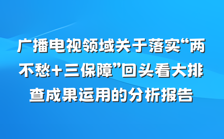 广播电视领域关于落实“两不愁 三保障”回头看大排查成果运用的分析报告