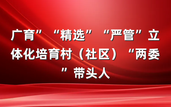 广育”“精选”“严管”立体化培育村（社区）“两委”带头人