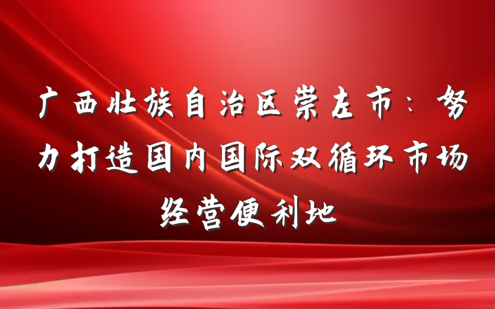 广西壮族自治区崇左市：努力打造国内国际双循环市场经营便利地