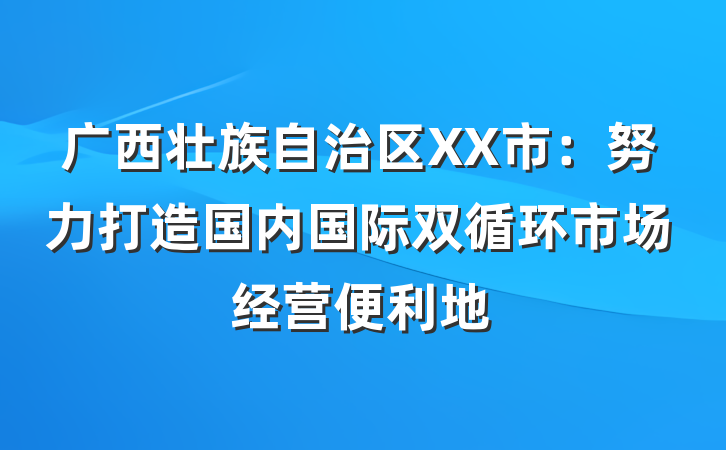 广西壮族自治区XX市：努力打造国内国际双循环市场经营便利地